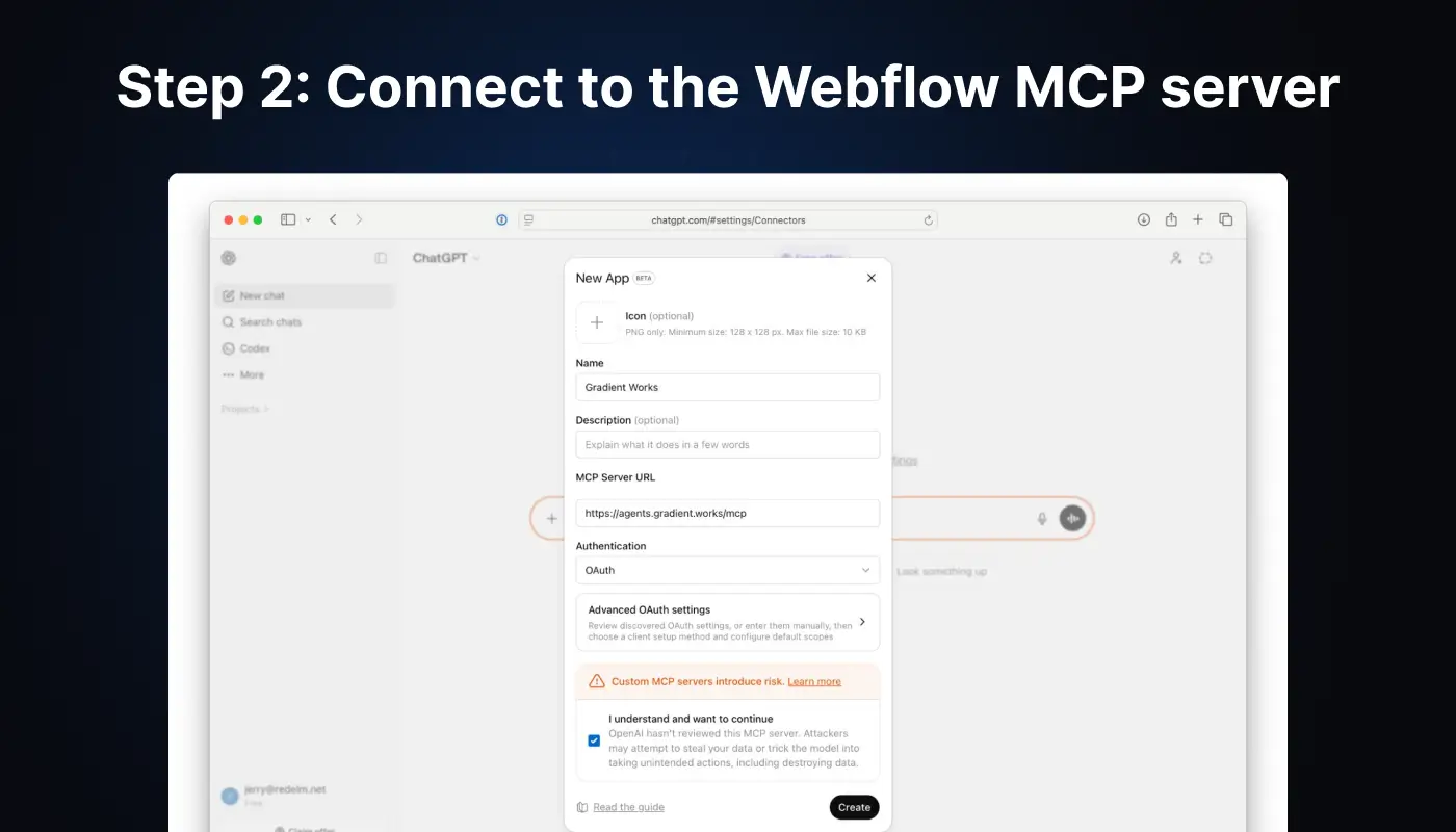 Connect to the Webflow MCP server