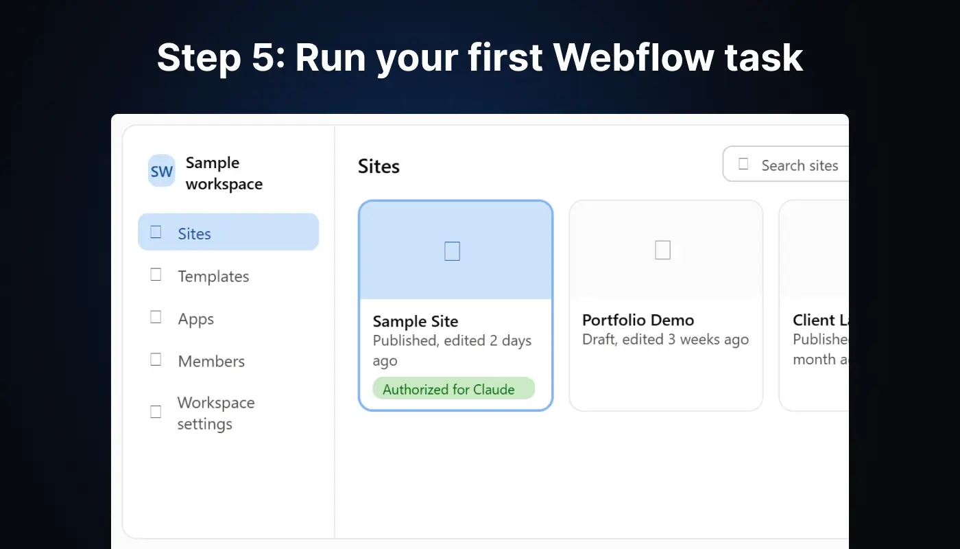 Run your first Webflow task