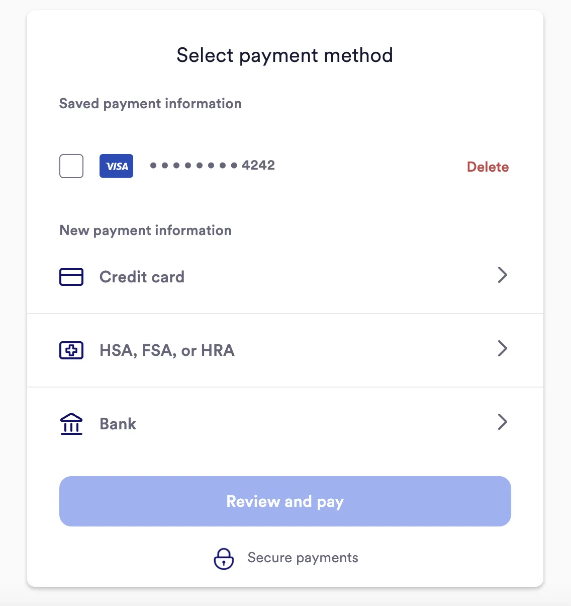 A screenshot of a mobile payment methodDescription automatically generated