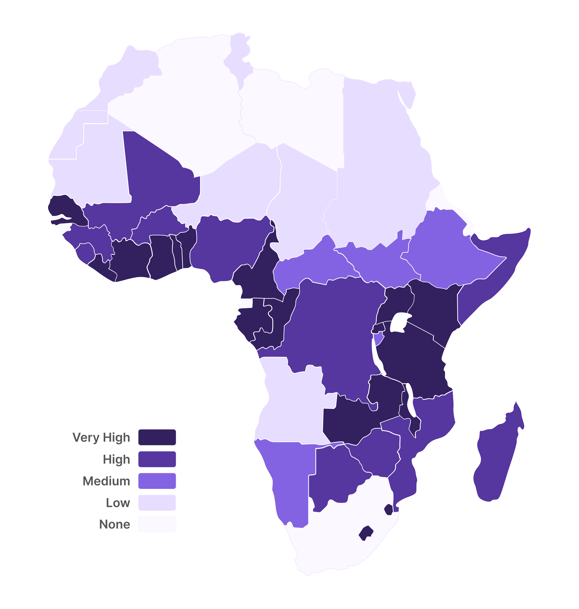 African map highlighting LunserkPay coverage