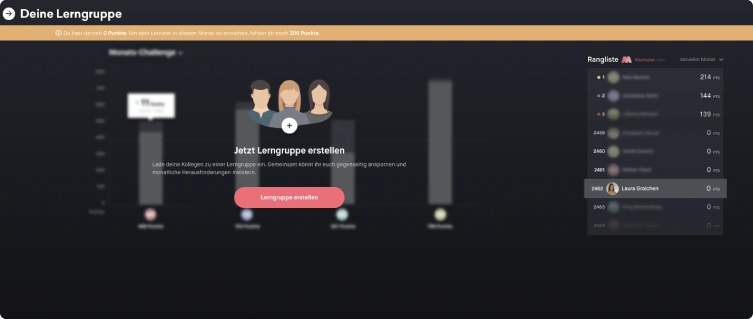 Screenshot: Lerngruppen erstellen