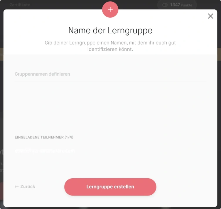 Screenshot: Name der Lerngruppe