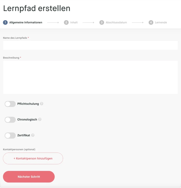 Screenshot: Lernpfad erstellen