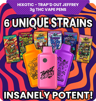 Hixotic - Trap'd Out Jeffrey THCa Sugar | THCP | D9 Vape Pen - Space Cake - 3g