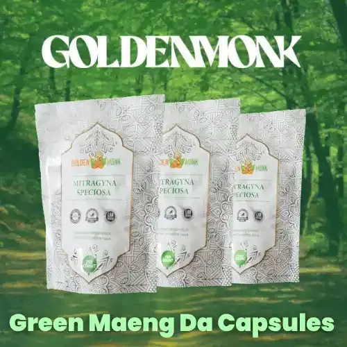 Golden Monk - White Maeng Da Kratom Capsules - 500mg Each