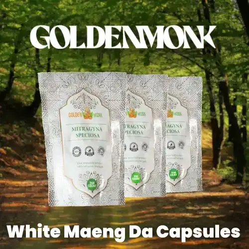 Golden Monk - White Maeng Da Kratom Capsules - 500mg Each