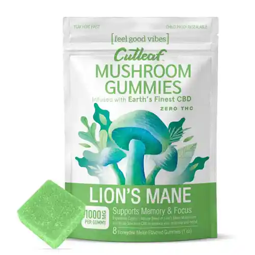 Cutleaf - Zero THC Mushroom Gummies - Lion's Mane - 1000mg