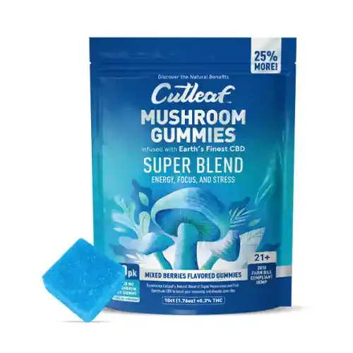 Cutleaf Mushroom Gummies - Super Blend + CBD + D9