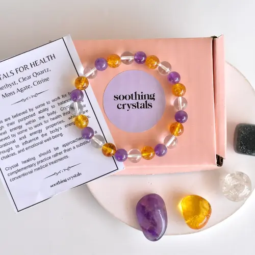 Soothing Crystals - Health Gemstones Crystal Gift Set + 8mm Bracelet