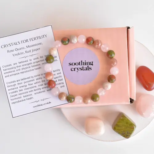 Soothing Crystals - Fertility Gemstones Healing Crystals Set + 8mm Bracelet