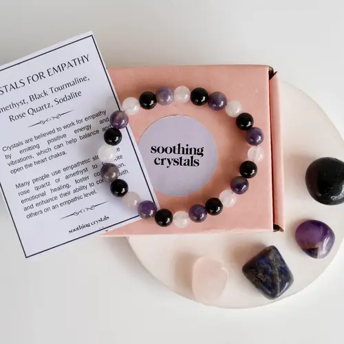 Soothing Crystals - Empath Protection Crystal Gemstone Set + 8mm Bracelet