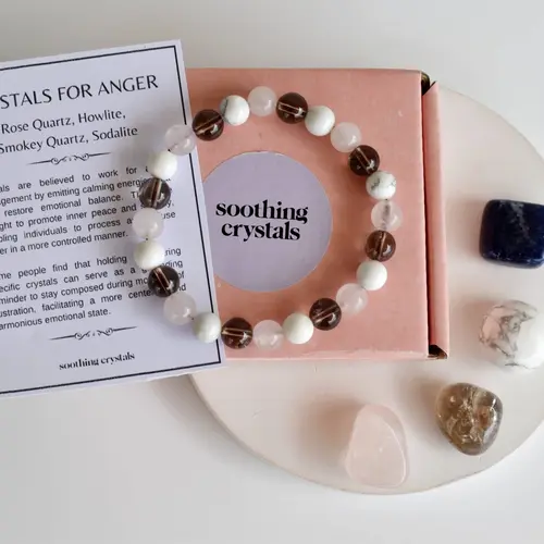 Soothing Crystals - Release & Control Anger Gemstones Set + 8mm Bracelet