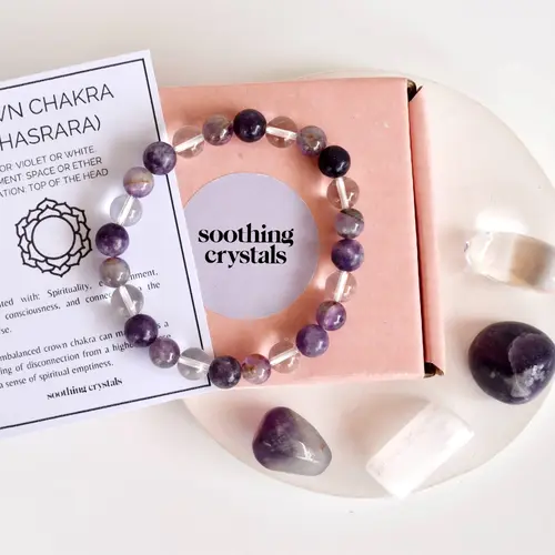 Soothing Crystals - Crown Chakra Crystal Gemstone Set + 8mm Bracelet