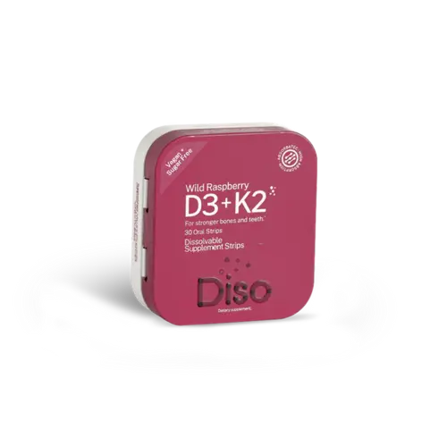 Diso - D3+K2 Strength Supplement - Raspberry, 30 oral strips