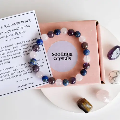 Soothing Crystals - Inner Peace Crystal Healing Set + 8mm Bracelet