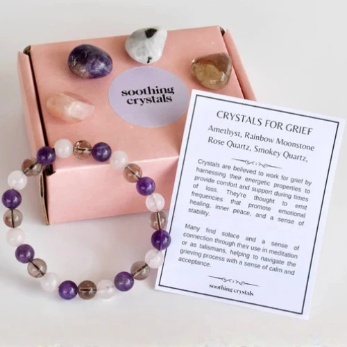 Soothing Crystals - Calming Grief Support Crystal Set + 8mm Bracelet