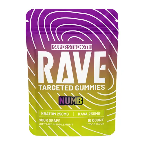 Rave Kratom - Targeted Kratom Extract Gummies - Numb
