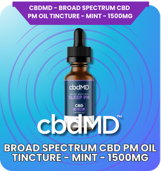 cbdMD - Broad Spectrum CBD PM Oil Tincture - Mint - 1500MG