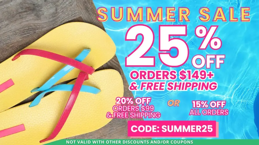 Summer Sale - 25% off orders $149+ and free shipping, or 20% off orders $99+ and free shipping, or 15% off all orders. Use code SUMMER25. Not valid with other discounts and/or coupons.