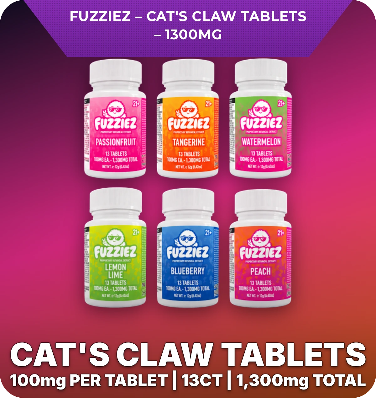 Fuzziez - Cat's Claw Tablets - 1300mg - 13ct bottle