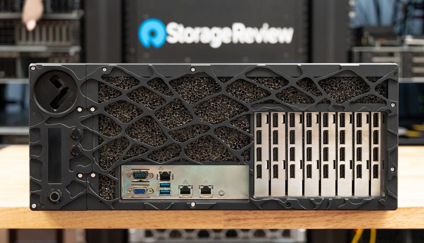 Comino Grando Server, rear panel, photographed by StorageReview