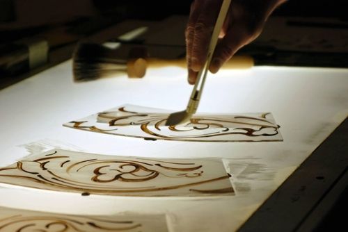 Stained glass painted design.