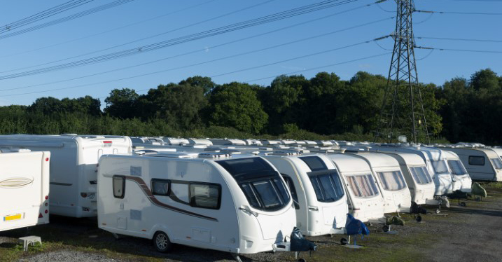 row of touring caravans