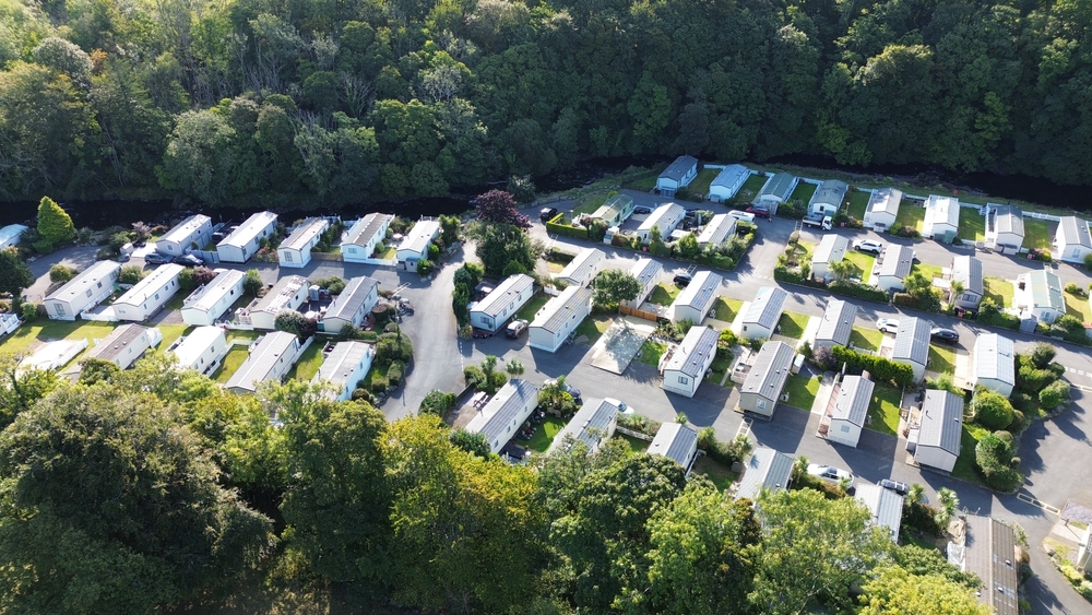 Aerial view of static caravans