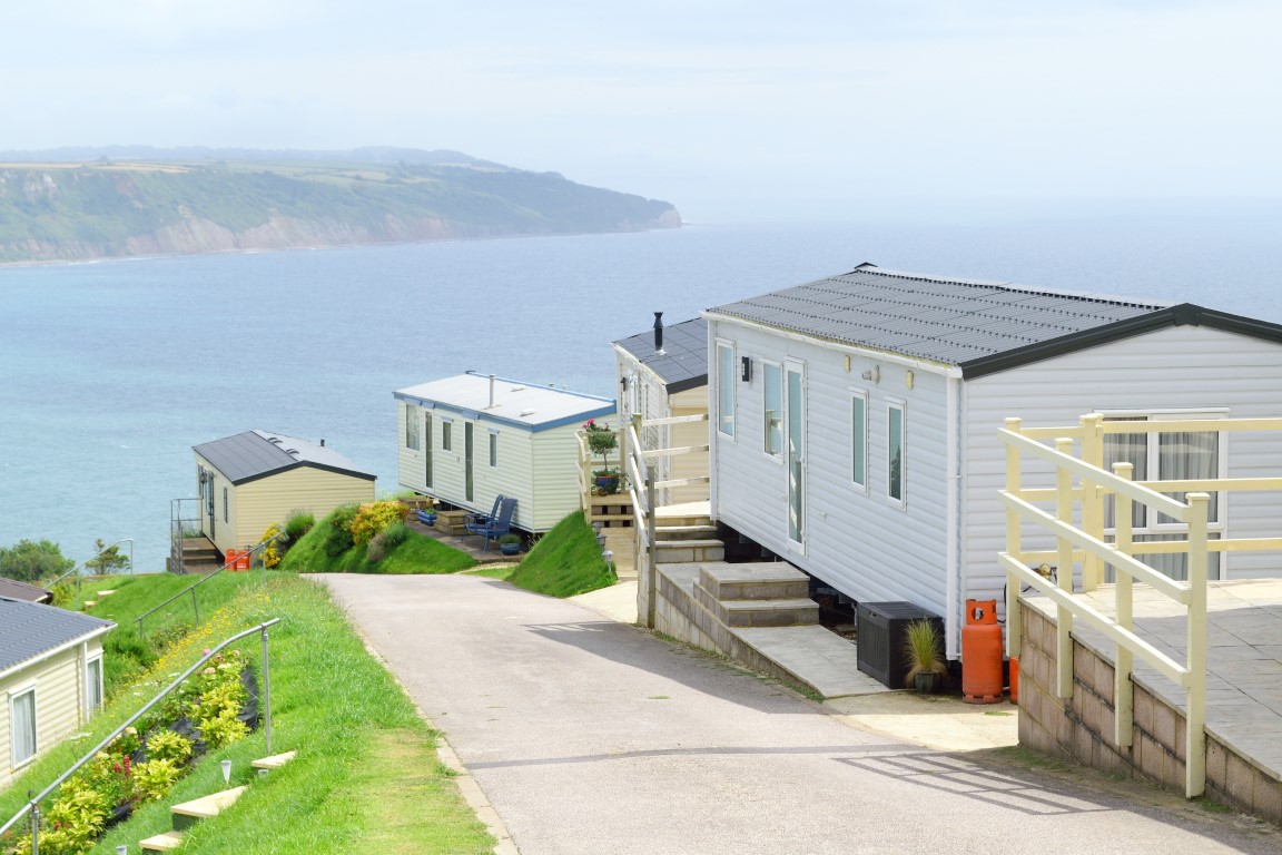 Beer Head Caravan Park near village Beer in Devon, England