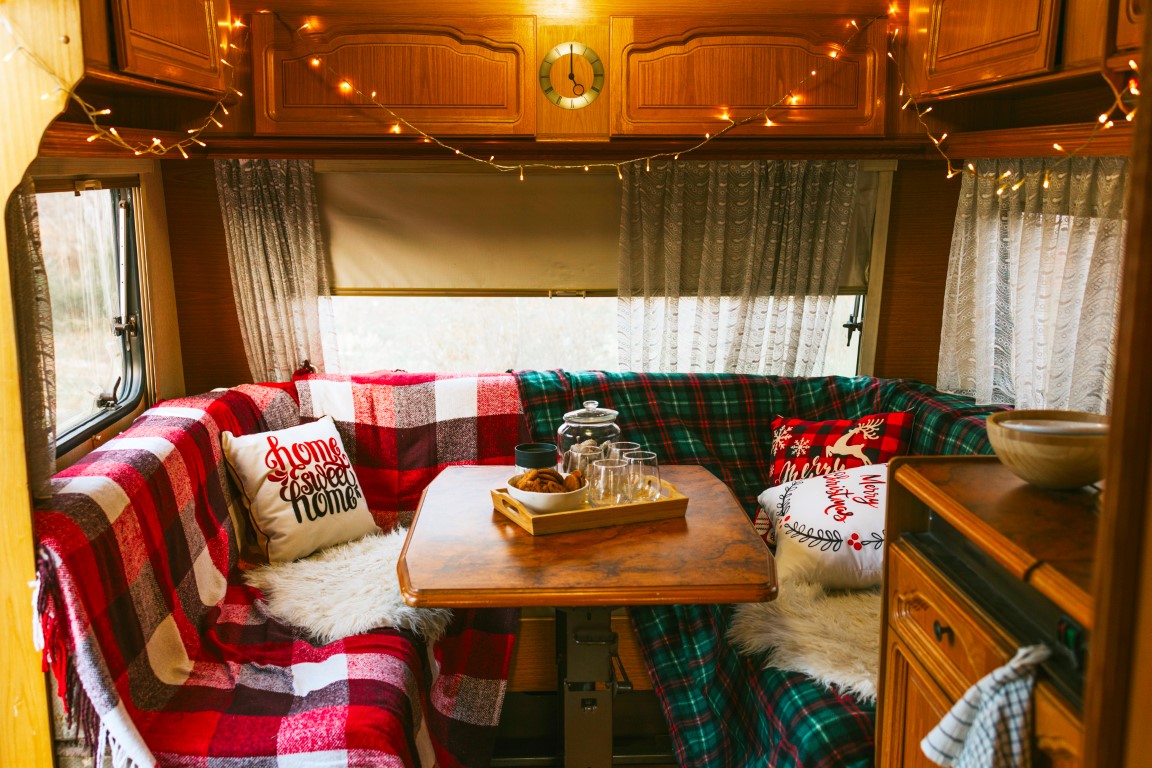 cosy kitchen interior of a caravan
