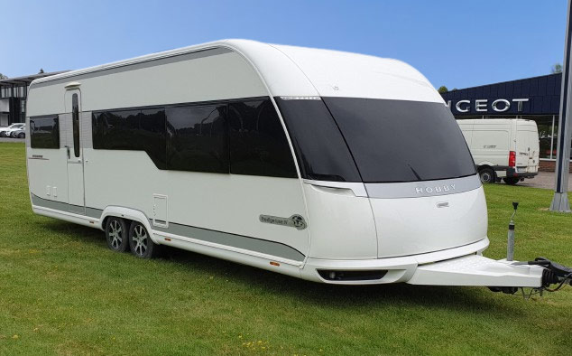 Hobby caravan on grass