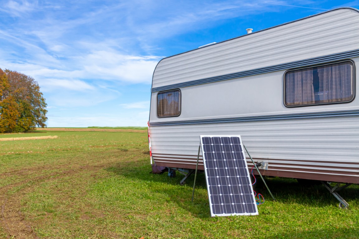 Caravan with solar panel