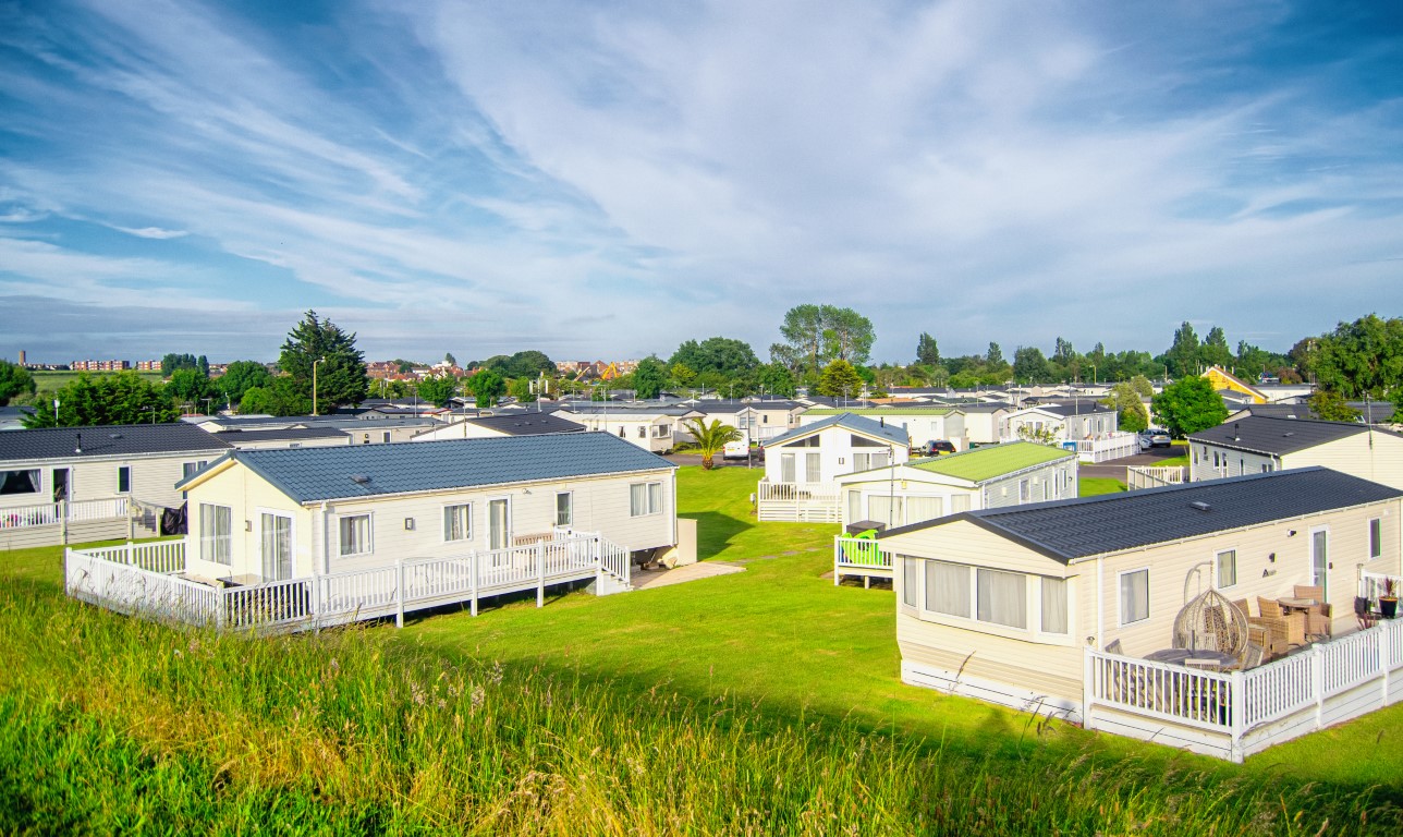 Static caravan homes in a caravan park in England
