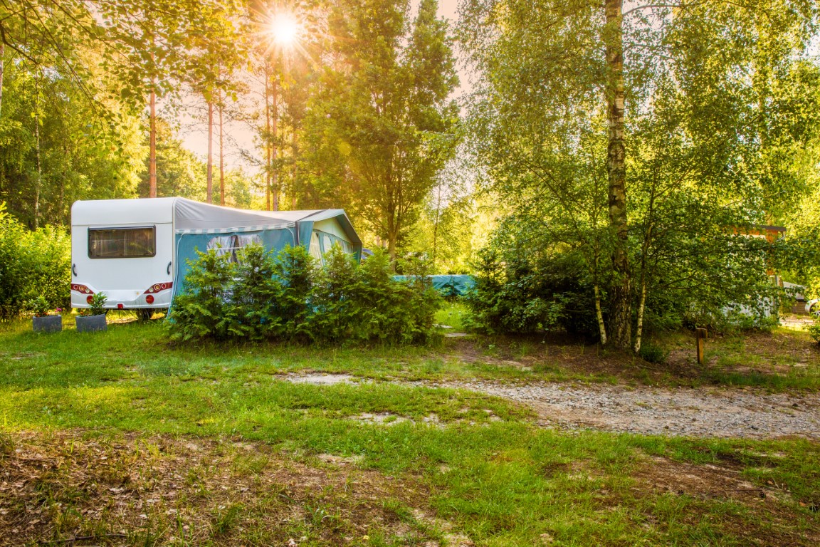 Beautiful sunny morning on a campsite in the northern part of Germany