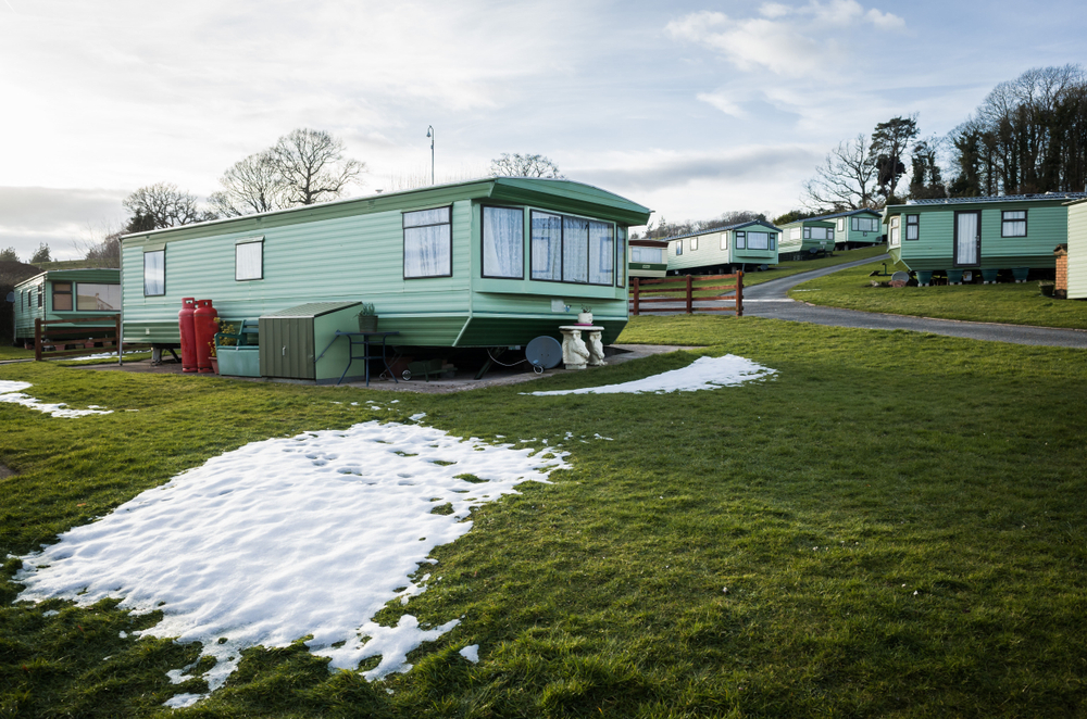 Static caravan in winter