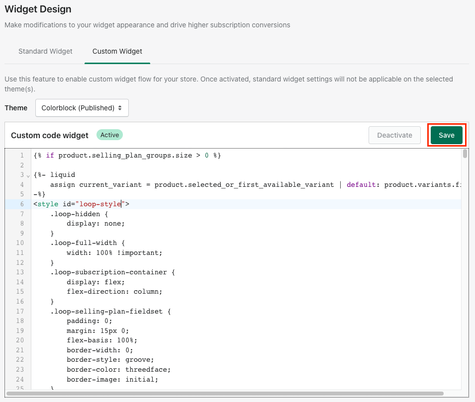 shopify subscription widget design