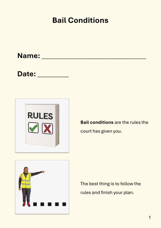 Bail Conditions Easy Read first page