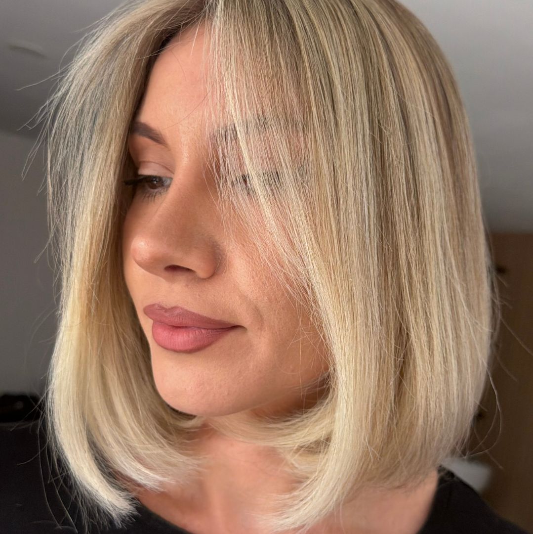 Client Adina Burdja, with had blonde colouring.
