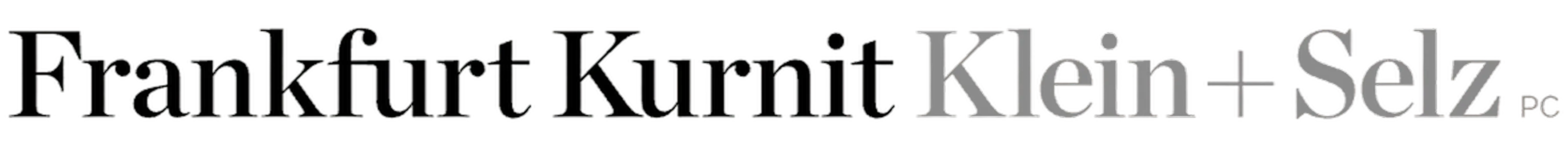 Logo text reading Frankfurt Kurnit Klein + Selz PC in black and gray font.