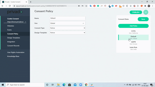 Geo-Targetting Cookie Consent Banner