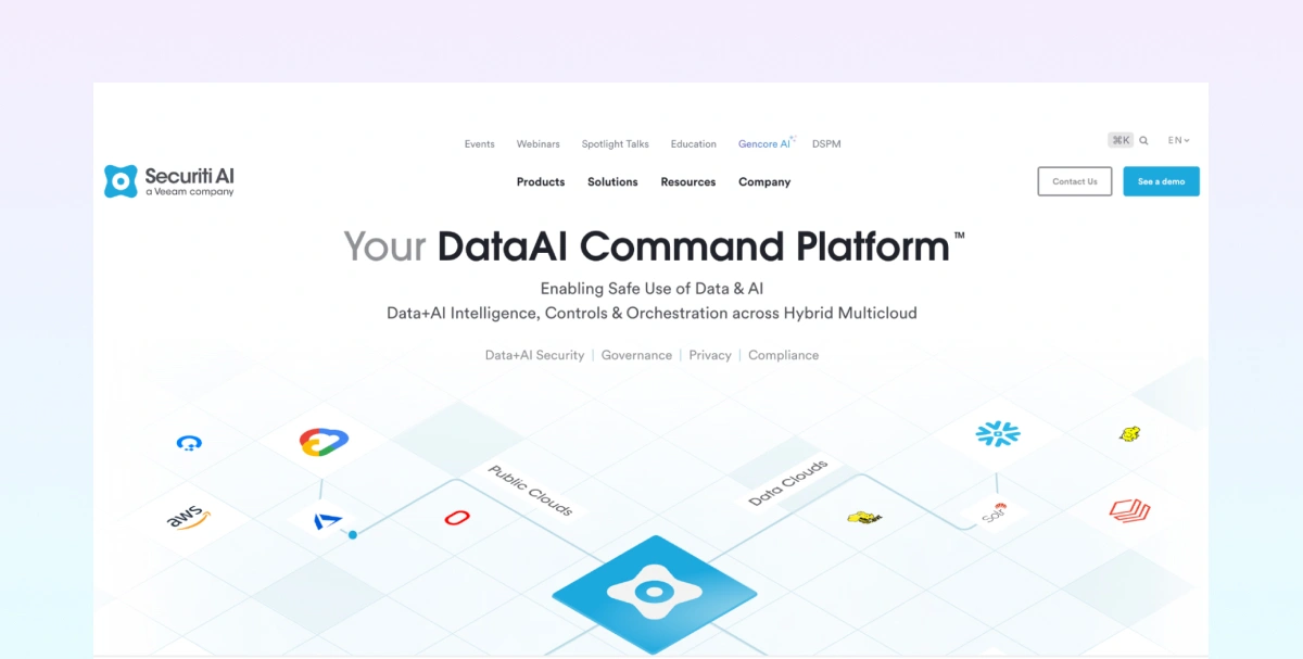 Securiti.ai website homepage