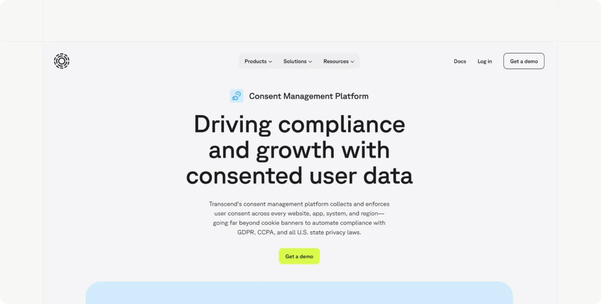 Transcend website homepage