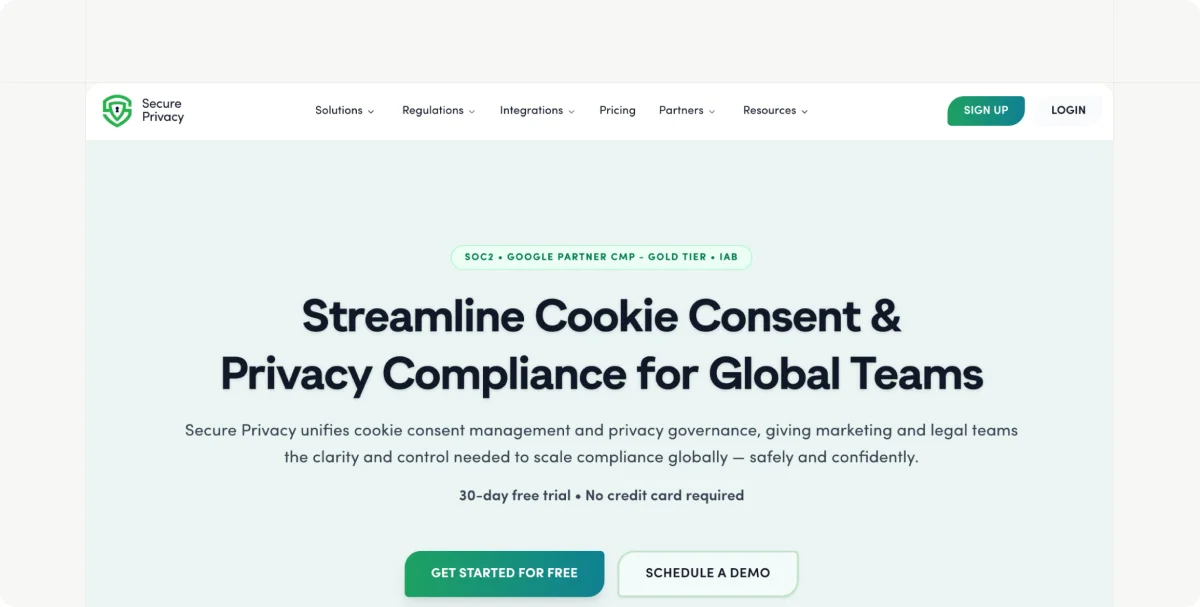 Secure Privacy website homepage