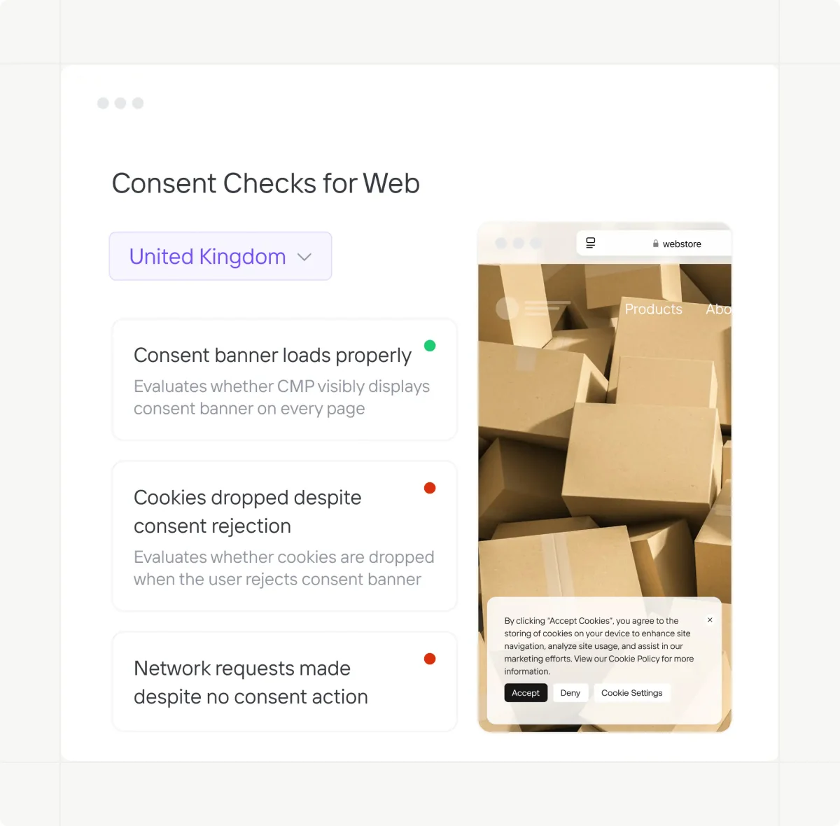 Privado AI Web Auditor detecting cookie consent and tracking compliance issues on a website.