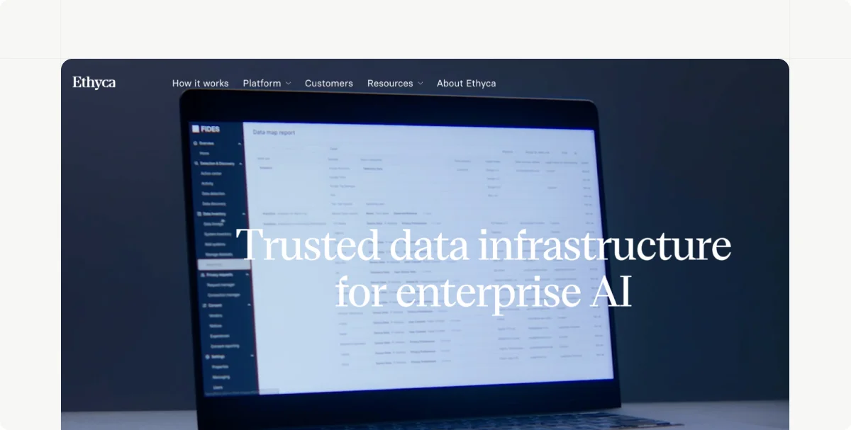 Ethyca website homepage