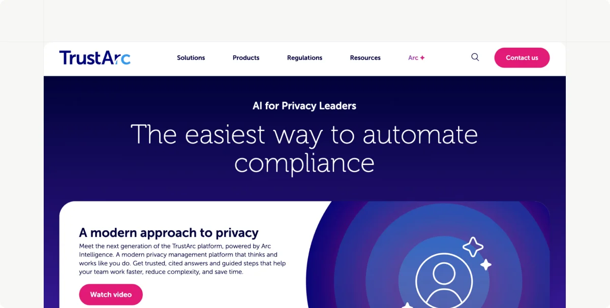  TrustArc website homepage 