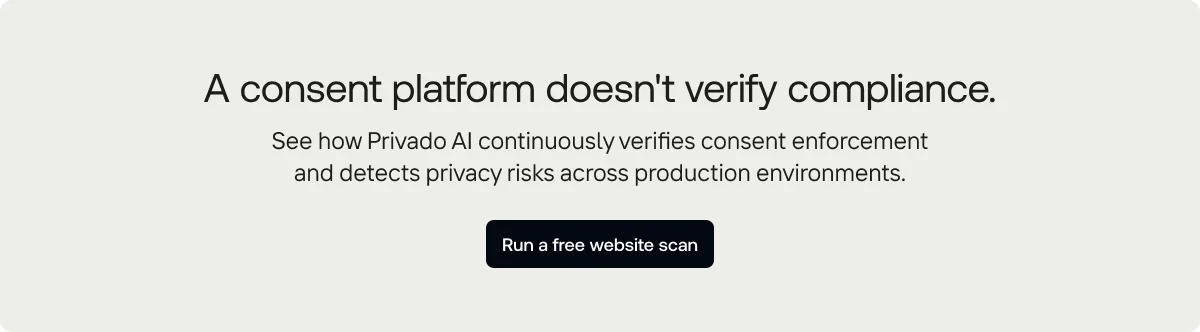Run a free website scan to detect consent failures and privacy risks