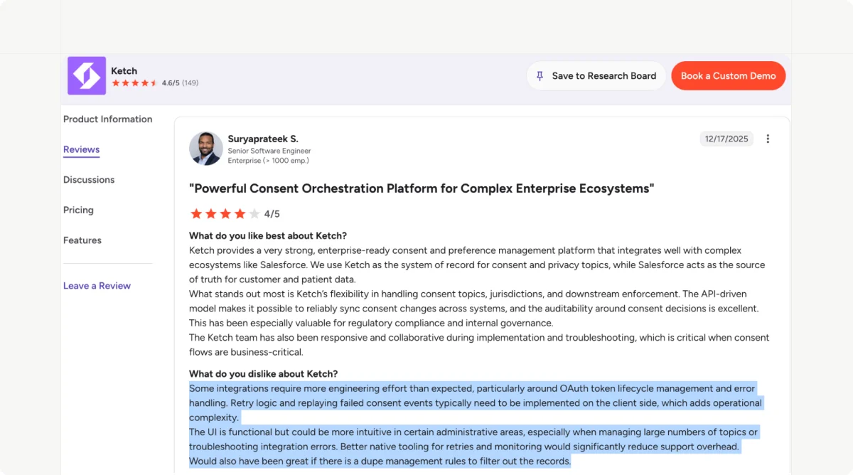 Ketch’s G2 review on consent orchestration