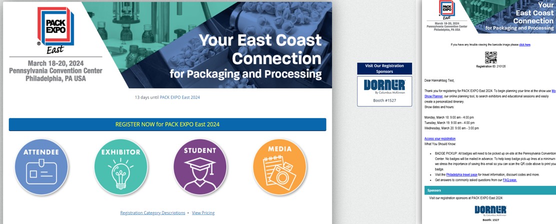 Registration Website and Confirmation