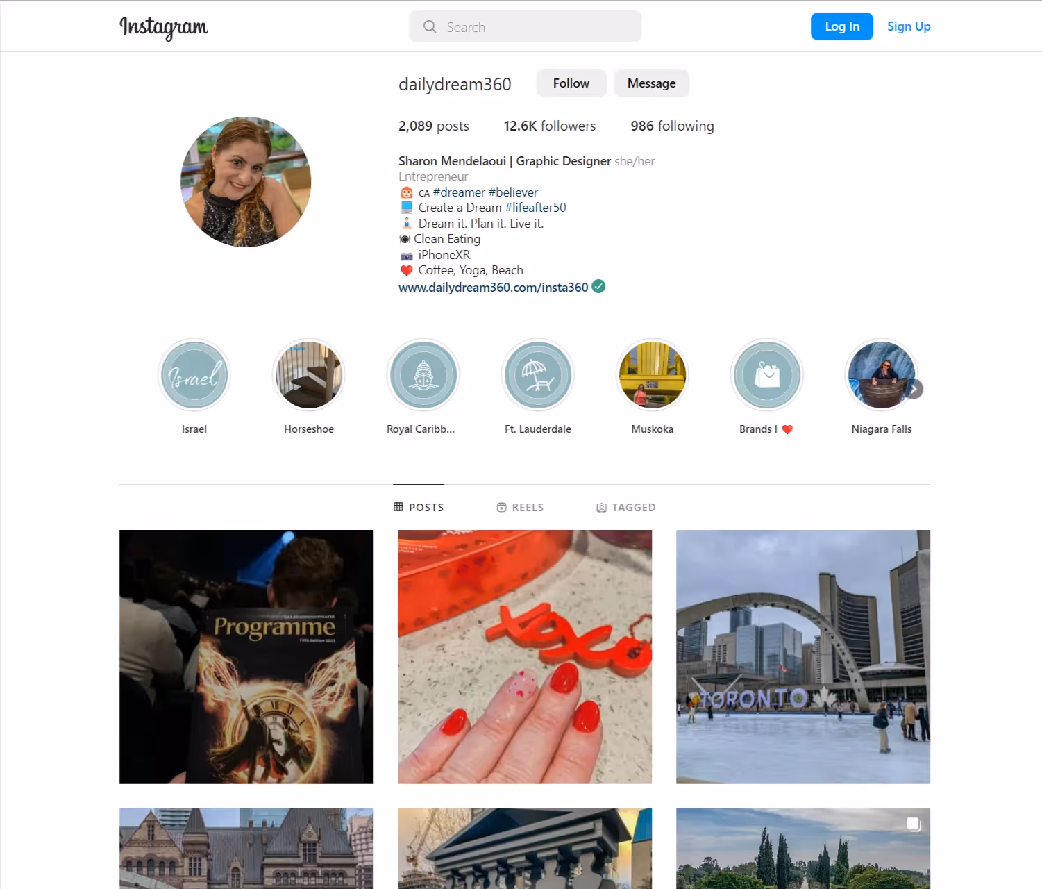 Lifestyle blogger Sharon Mendelaoui’s Instagram profile snapshot